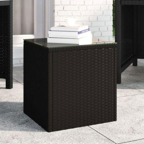 Side Table Black 40x37x40.5 Cm Poly Rattan.