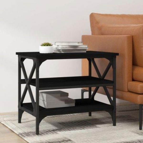 Side Table Black 55x38x45 Cm Engineered Wood