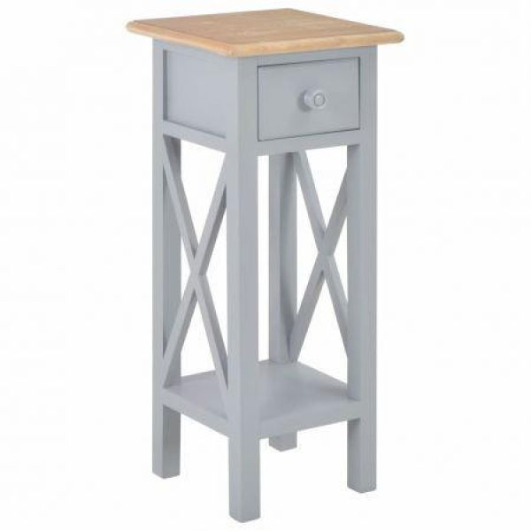 Side Table Gray 27x27x65.5 Cm Wood