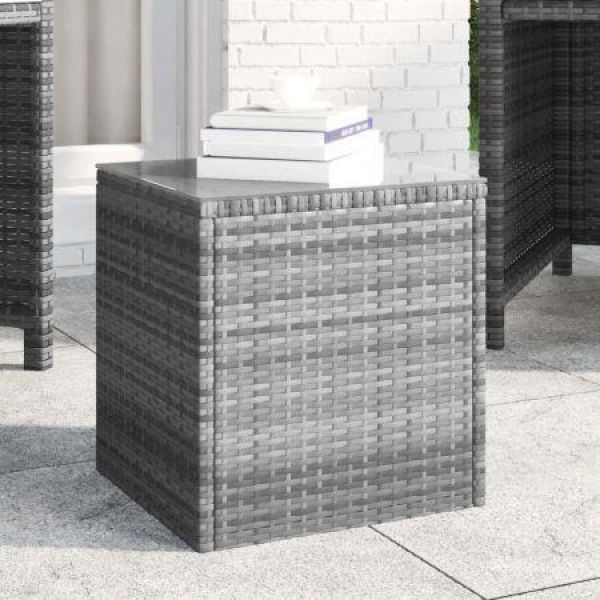 Side Table Grey 40x37x40.5 Cm Poly Rattan.