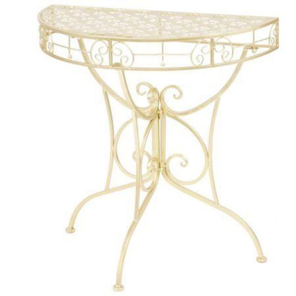 Side Table Vintage Style Half Round Metal 72x36x74 Cm Gold