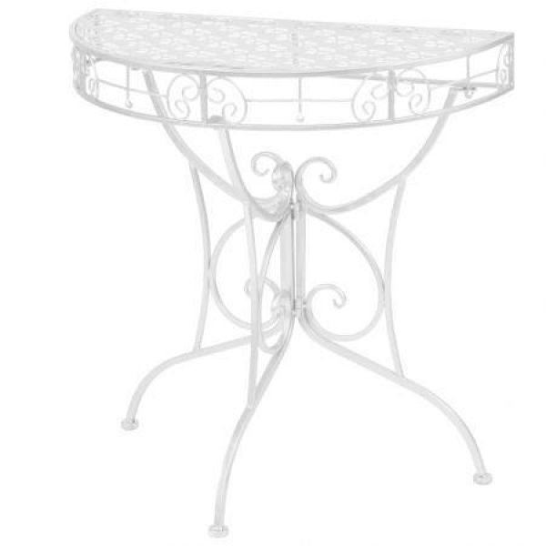 Side Table Vintage Style Half Round Metal 72x36x74 Cm Silver