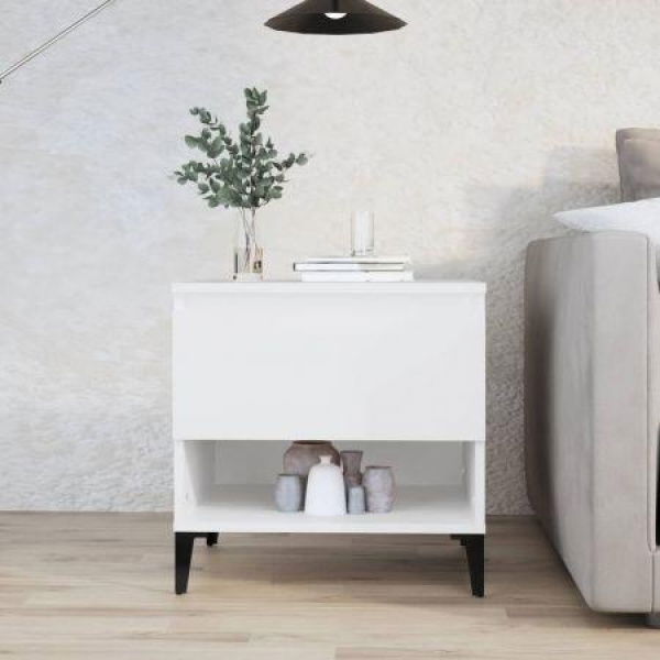 Side Table White 50x46x50 Cm Engineered Wood