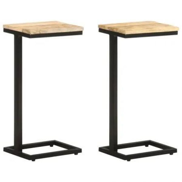 Side Tables 2 pcs 31.5x24.5x64.5 cm Rough Mango Wood