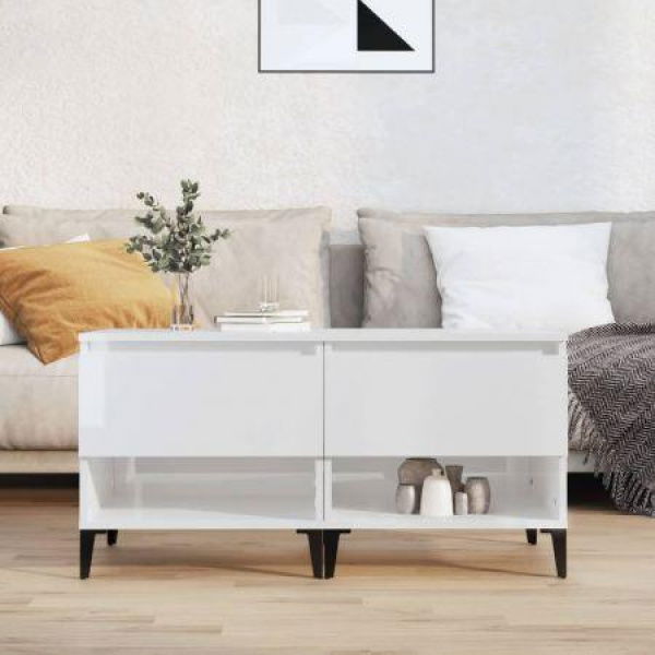 Side Tables 2 Pcs High Gloss White 50x46x50 Cm Engineered Wood