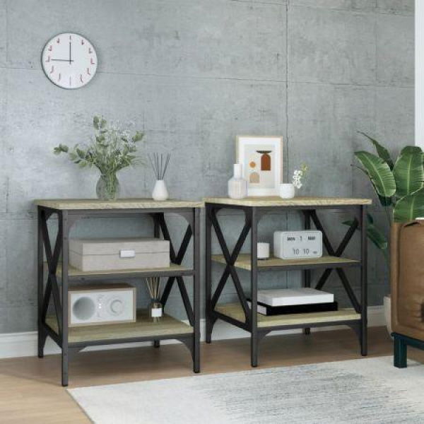 Side Tables 2 Pcs Sonoma Oak 40x42x50 Cm Engineered Wood