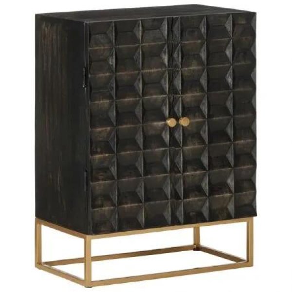 Sideboard Black 55x34x75 cm Solid Wood Mango and Iron