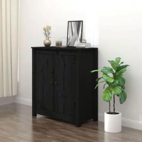 Sideboard Black 70x35x80 cm Solid Wood Pine