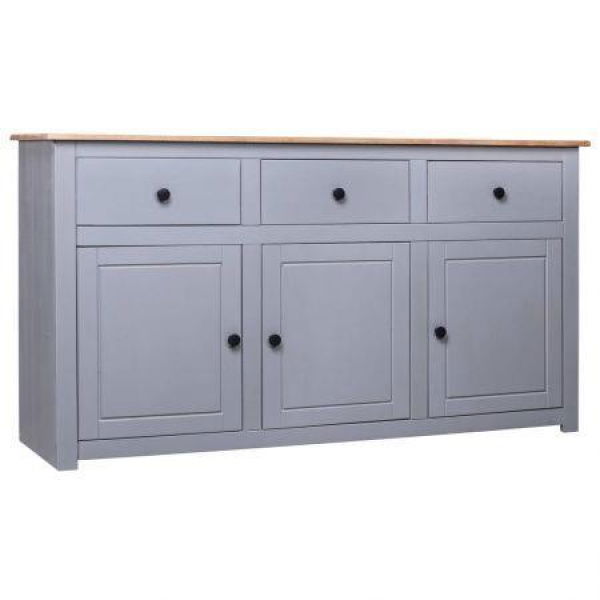 Sideboard Grey 135x40x80 Cm Solid Pinewood Panama Range