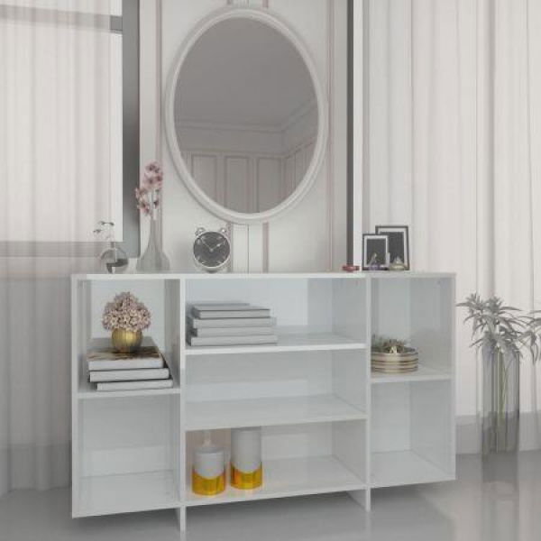 Sideboard High Gloss White 120x30x75 Cm Engineered Wood