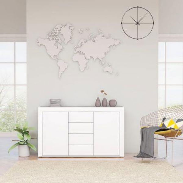 Sideboard High Gloss White 120x36x69 Cm Chipboard