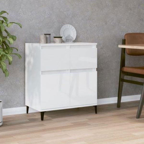 Sideboard High Gloss White 60x35x70 Cm Engineered Wood