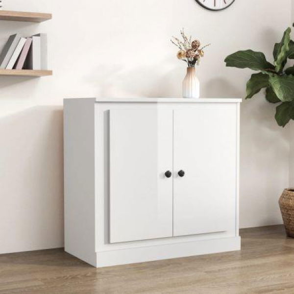 Sideboard High Gloss White 70x35.5x67.5 Cm Engineered Wood.