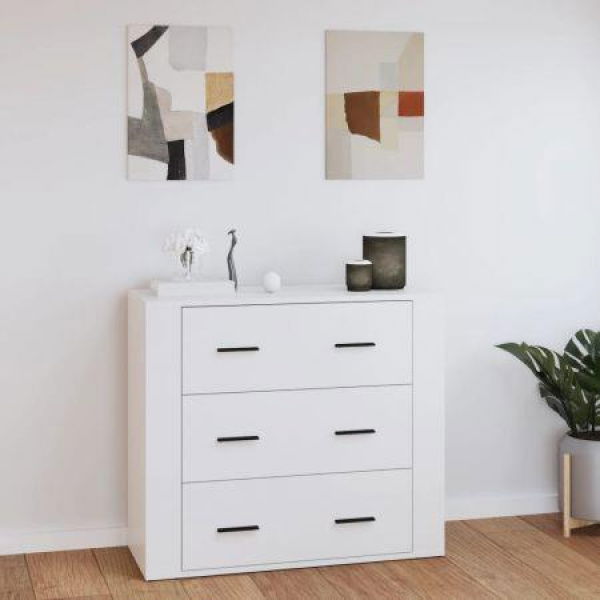 Sideboard High Gloss White 80x33x70 Cm Engineered Wood