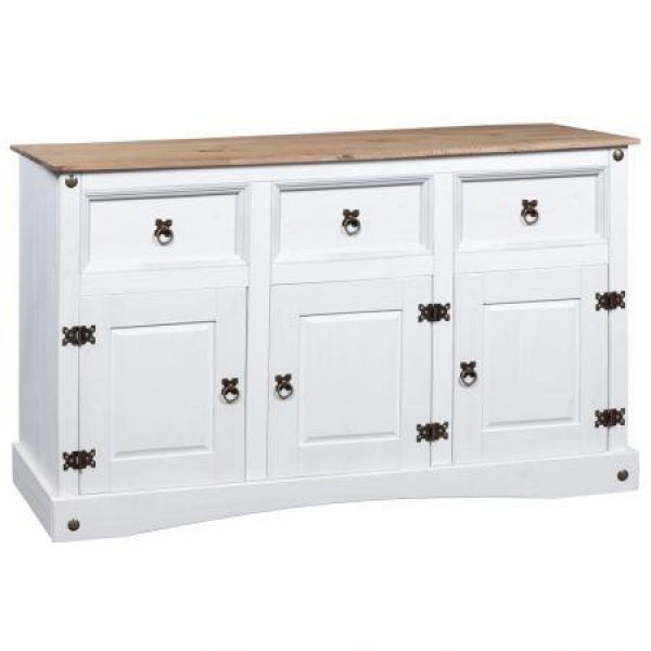 Sideboard Solid Mexican Pinewood Corona Range White 132x43x78 Cm