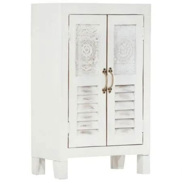 Sideboard White 55x30x90 cm Solid Wood Acacia