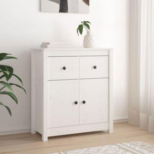 Sideboard White 70x35x80 Cm Solid Wood Pine