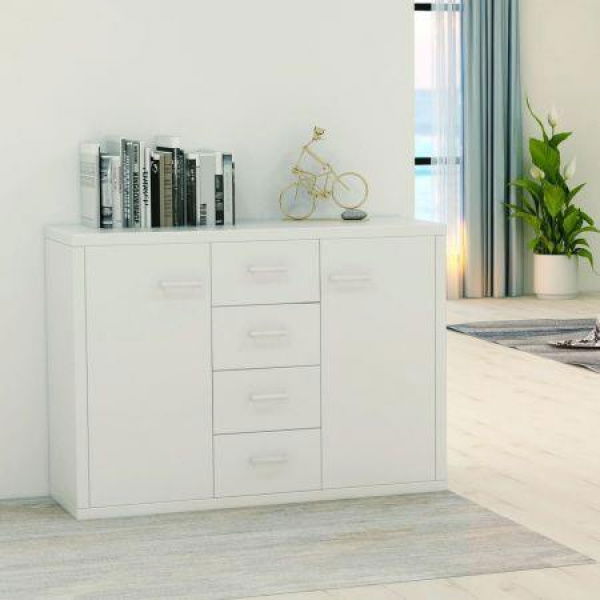 Sideboard White 88x30x75 Cm Chipboard