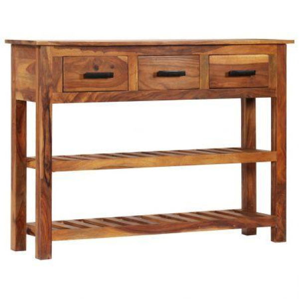 Sideboard With 3 Drawers 110x30x80 Cm Solid Wood Acacia