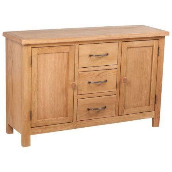 Sideboard With 3 Drawers 110x335x70 Cm Solid Oak Wood