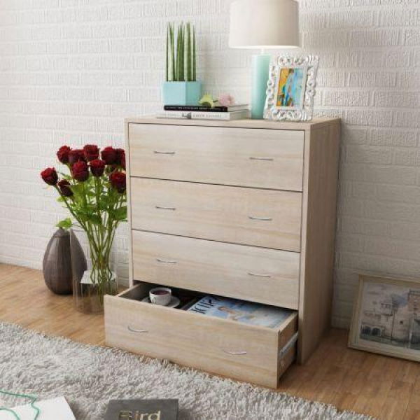 Sideboard With 4 Drawers 60x30.5x71 Cm Oak Color.