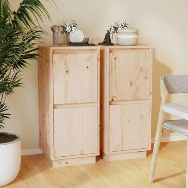 Sideboards 2 Pcs 31.5x34x75 Cm Solid Wood Pine.