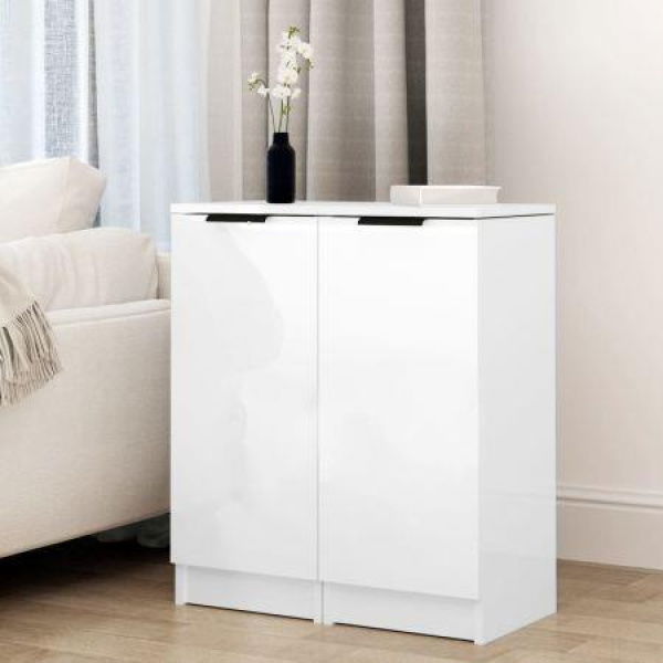 Sideboards 2 Pcs High Gloss White 30x30x70 Cm Engineered Wood