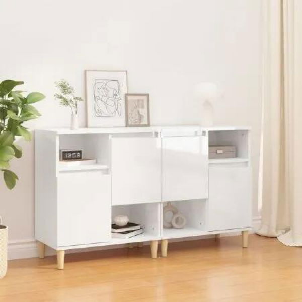 Sideboards 2 pcs High Gloss White 60x35x70 cm Engineered Wood