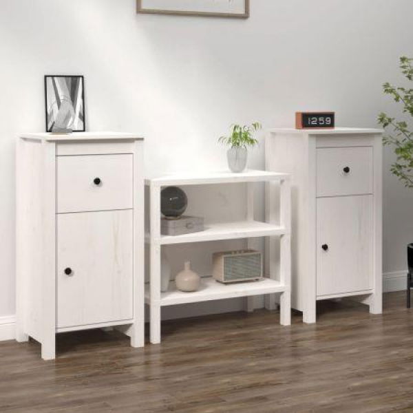 Sideboards 2 Pcs White 40x35x80 Cm Solid Wood Pine