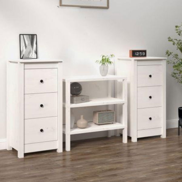 Sideboards 2 Pcs White 40x35x80 Cm Solid Wood Pine