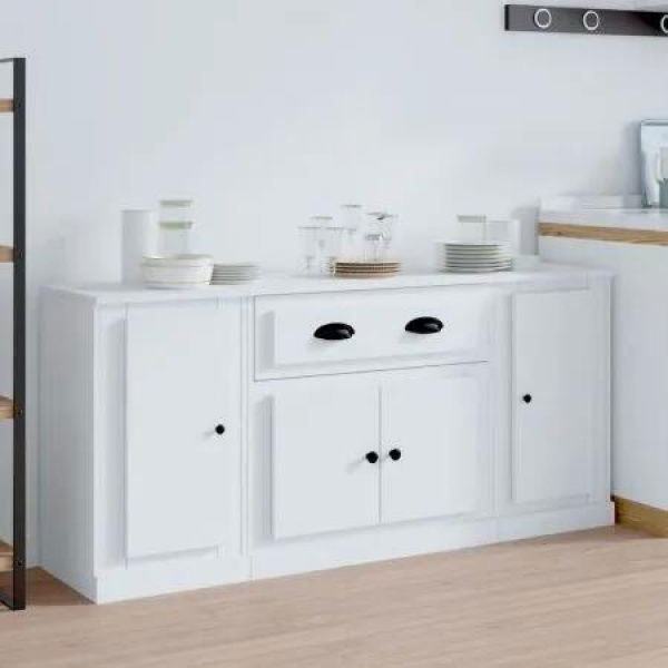 Sideboards 3 pcs White Engineered Wood