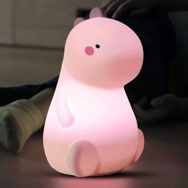 Silicone Baby Dinosaur Night Light For Kids LED Nursery Lamp For Toddlers Room Cute Color Changing Silicone Baby Night Light With Touch Sensor