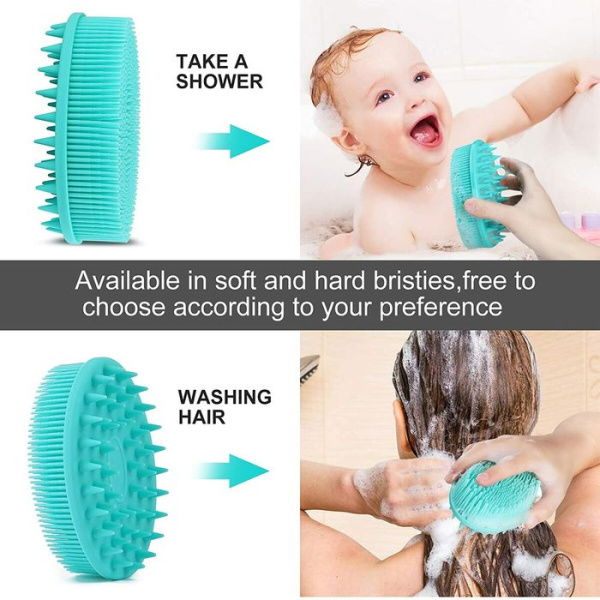 Silicone Body Brush 2-in-1 Bath And Shampoo Brush (Green)