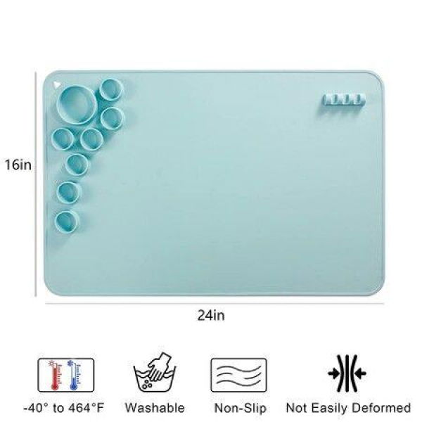 Silicone Craft Mat For Resin Casting 40*60cm Non-Stick Silicone Sheet With Cleaning Cut For Oil Painting Art Clay And Play (Blue)