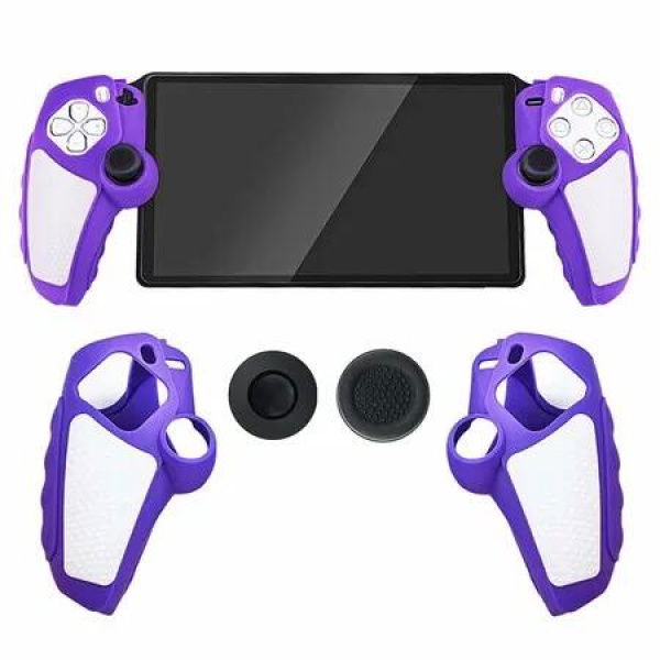 Silicone Grip Cover Case for PlayStation Portal, Anti-Slip Controller Protective Sleeve Ergonomic Case with 2 Thumb Grip Caps (Purple)