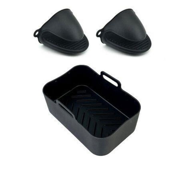 Silicone Pot For Ninjas Dual Air Fryer Silicone Air Fryer Liners Double Air Fryer Silicone Air Fryer BasketFor Air FryerOvenMicrowave Color Black