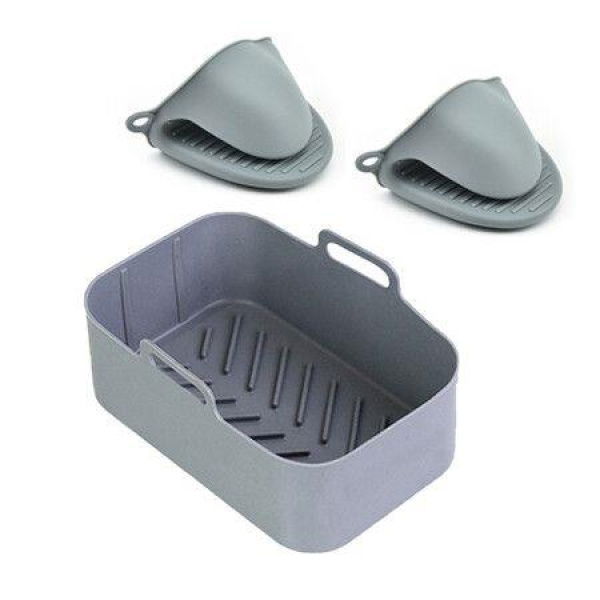 Silicone Pot For Ninjas Dual Air Fryer Silicone Air Fryer Liners Double Air Fryer Silicone Air Fryer BasketFor Air FryerOvenMicrowave Color Grey