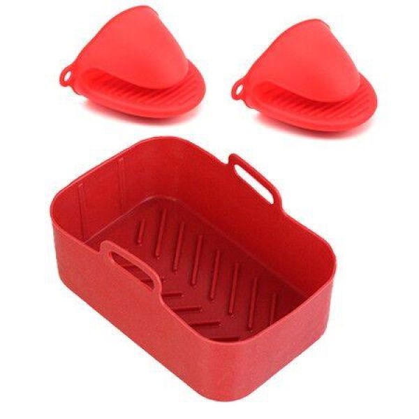 Silicone Pot For Ninjas Dual Air Fryer Silicone Air Fryer Liners Double Air Fryer Silicone Air Fryer BasketFor Air FryerOvenMicrowave Color Red