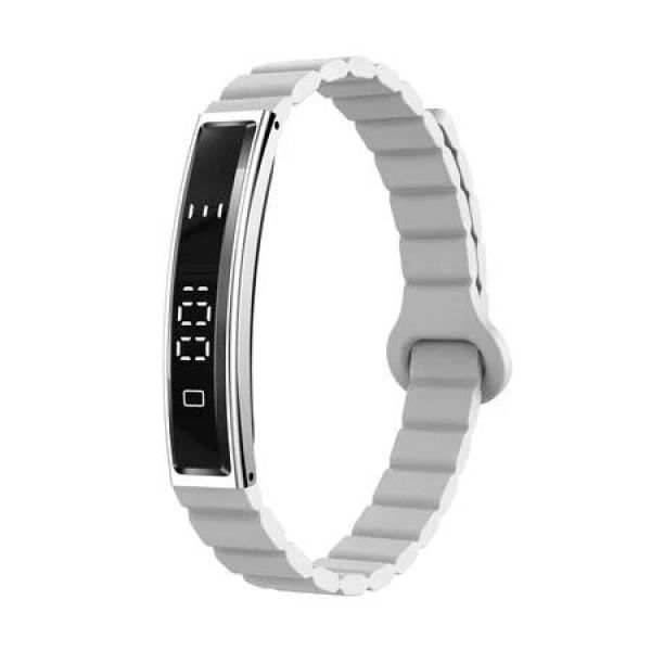 Silver Grey Silicone Strap 1.43 Inch Smart Bracelet with HeartRate Sleep Monitoring Phone Reminder