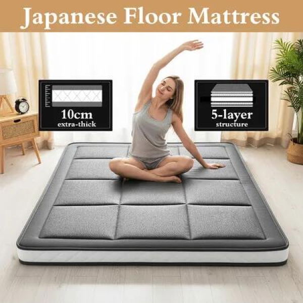 Single Foam Mattress Bed Topper Futon Tatami Lounger Japanese Floor Cushion Folding Roll Up Sleeping Mat Portable Camping Travel Thick Couch Sofa Pad