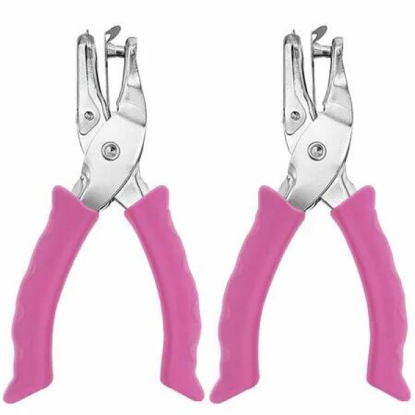 Single Hole Punch 6mm Paper Hole Puncher for Crafts,One Hole Puncher with Blue Soft Grip Handle,Handheld Circle Punch (Pink 2 Pack)