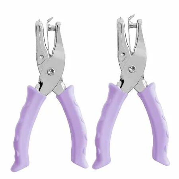 Single Hole Punch 6mm Paper Hole Puncher for Crafts,One Hole Puncher with Blue Soft Grip Handle,Handheld Circle Punch (Purple 2 Pack)