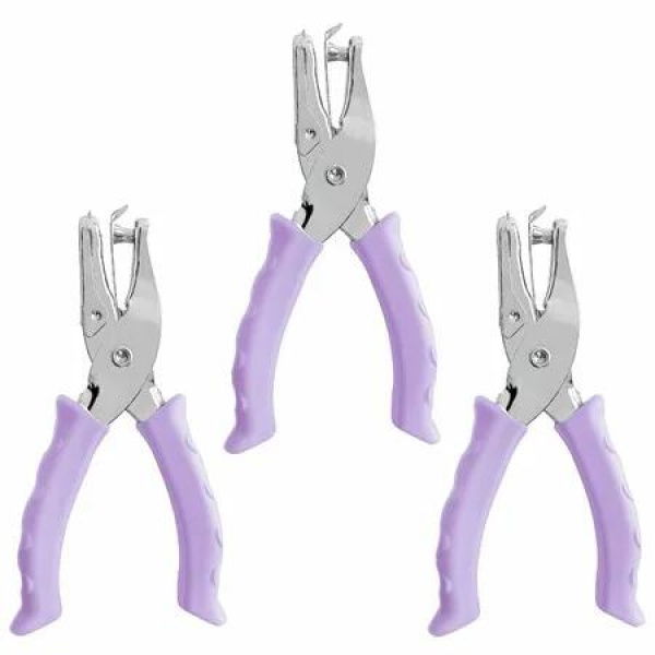 Single Hole Punch 6mm Paper Hole Puncher for Crafts,One Hole Puncher with Blue Soft Grip Handle,Handheld Circle Punch (Purple 3 Pack)