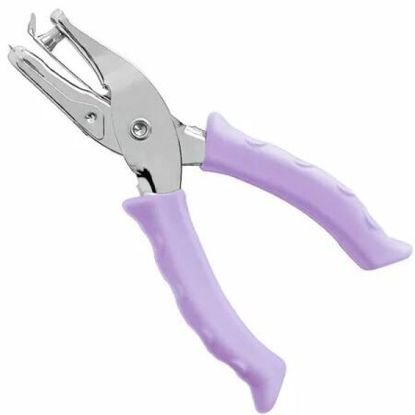 Single Hole Punch 6mm Paper Hole Puncher for Crafts,One Hole Puncher with Blue Soft Grip Handle,Handheld Circle Punch Purple