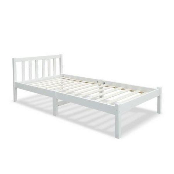 Single Size Wooden Bed Frame - White