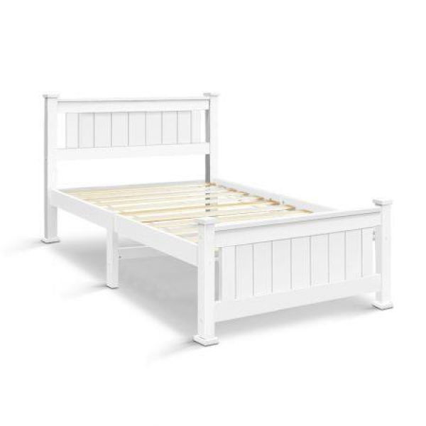 Single Size Wooden Bed Frame - White