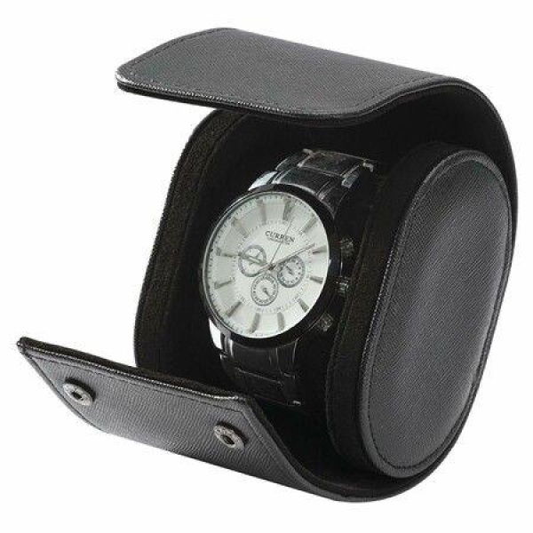 Single Watch Case for Men and Women, Watch Roll Travel Case - Storage Organizer and Display(Black)