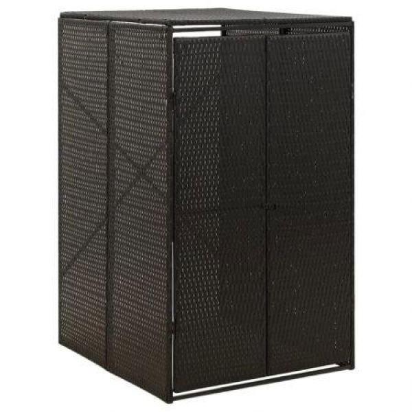 Single Wheelie Bin Shed Black 70x80x117 Cm Poly Rattan