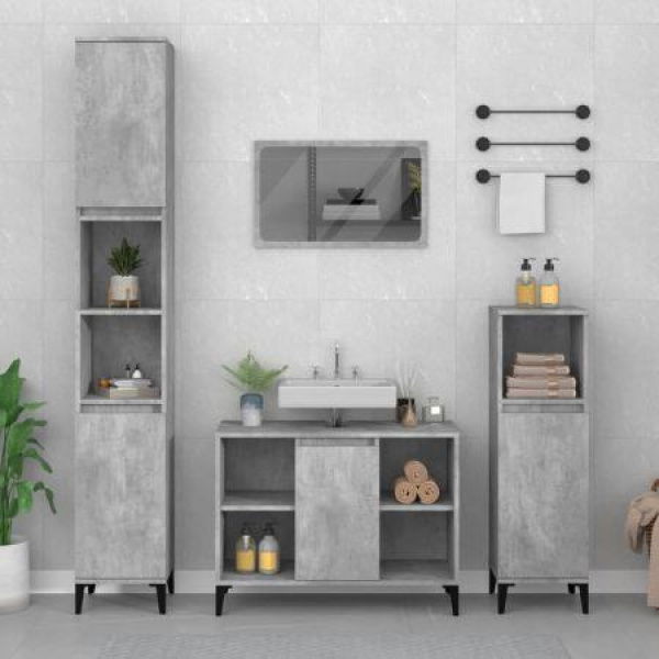 Sink Cabinet Concrete Grey 80x33x60 Cm Engineered Wood