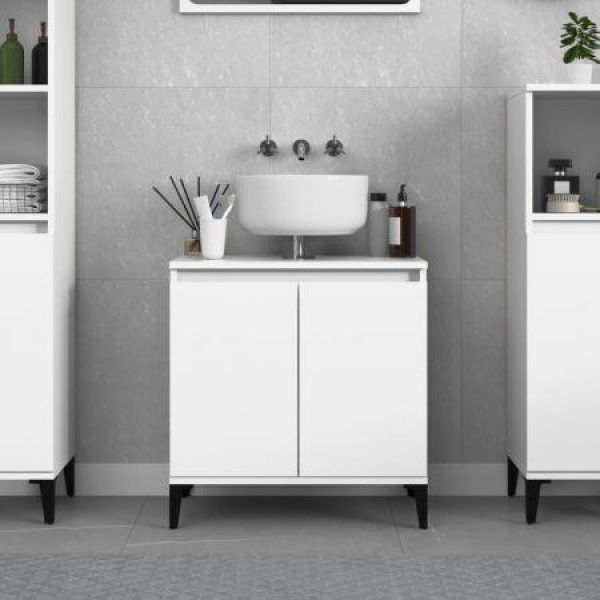 Sink Cabinet White 58x33x60 Cm Engineered Wood